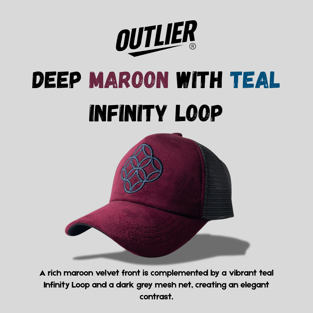 Deep Maroon with Teal Infinity Loop